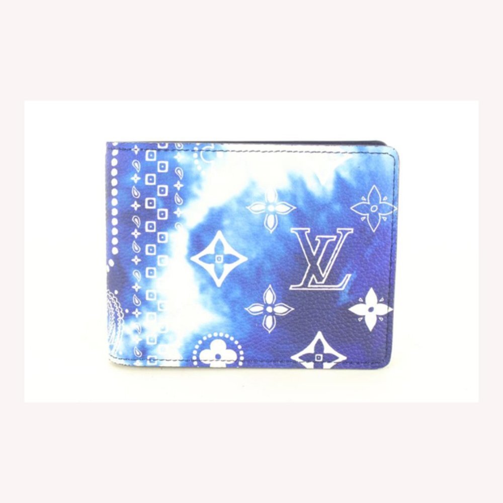 Louis Vuitton Virgil Abloh Blue Monogram Bandana Slender Wallet 76lk67s